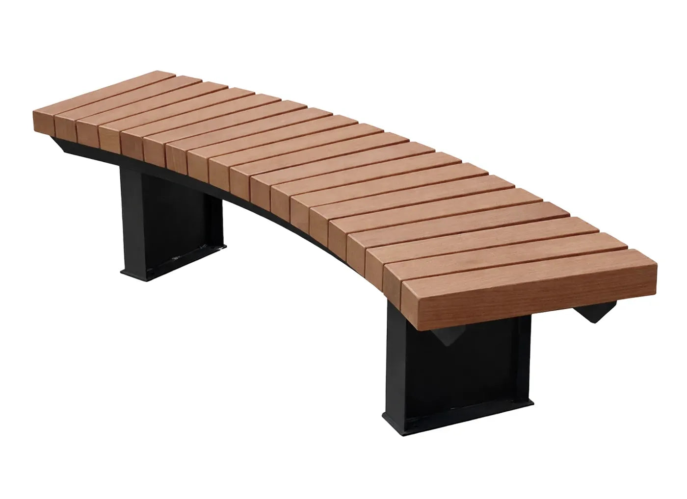 Belle Curve Sitzbank von Liegeland als maßgefertigte, runde Park- und Designbank, modulare Außenbank mit 5 mm Stahluntergestell in RAL 7016, optional mit Rückenlehne.