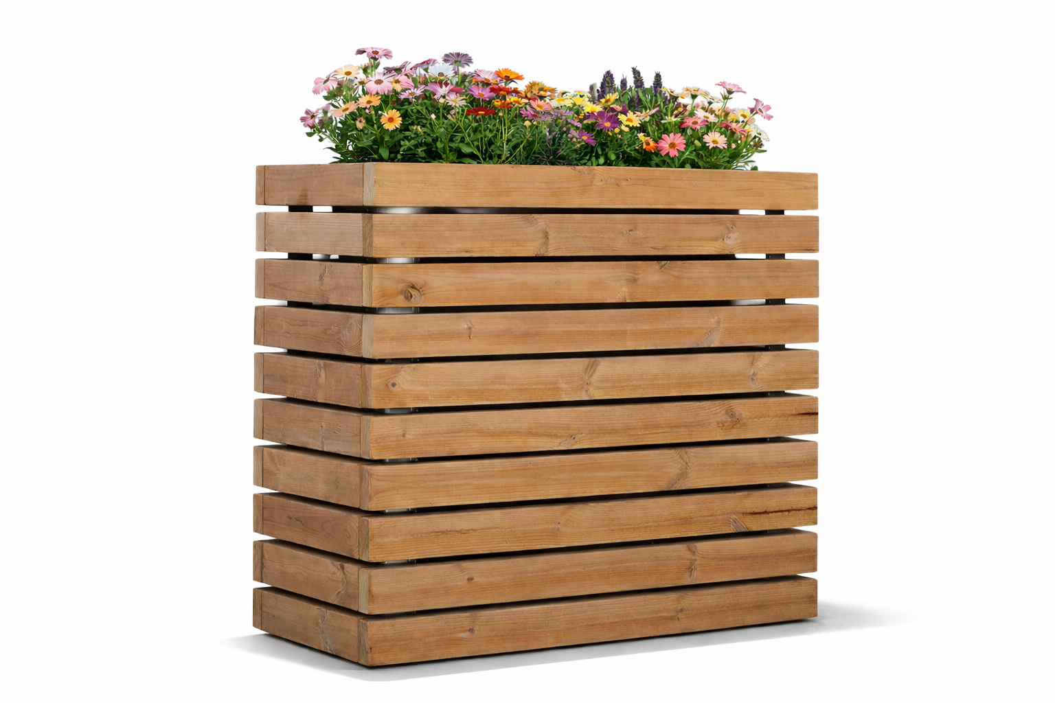 Hochbeet Holzgeflüster aus Bangkirai oder Thermo-Kiefer, zeitloses Gartenhochbeet mit warmer Holzoptik, langlebig und harmonisch integrierbar in Terrasse und Garten.