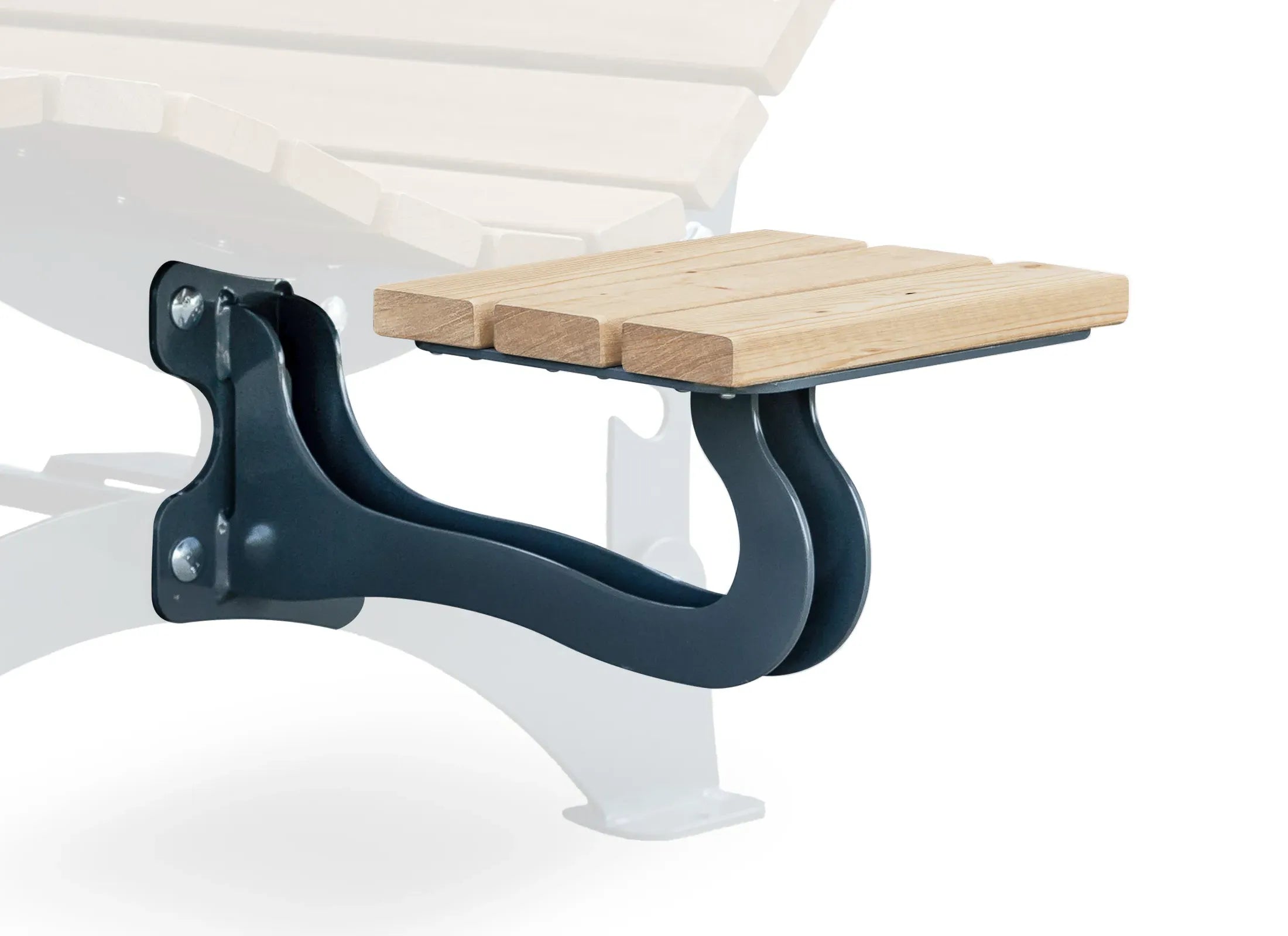 Anbaubarer Ablagetisch links für Waldsofa von Liegeland aus nordischer Fichte, funktionales Ablageboard zur flexiblen Montage ohne Bohren.