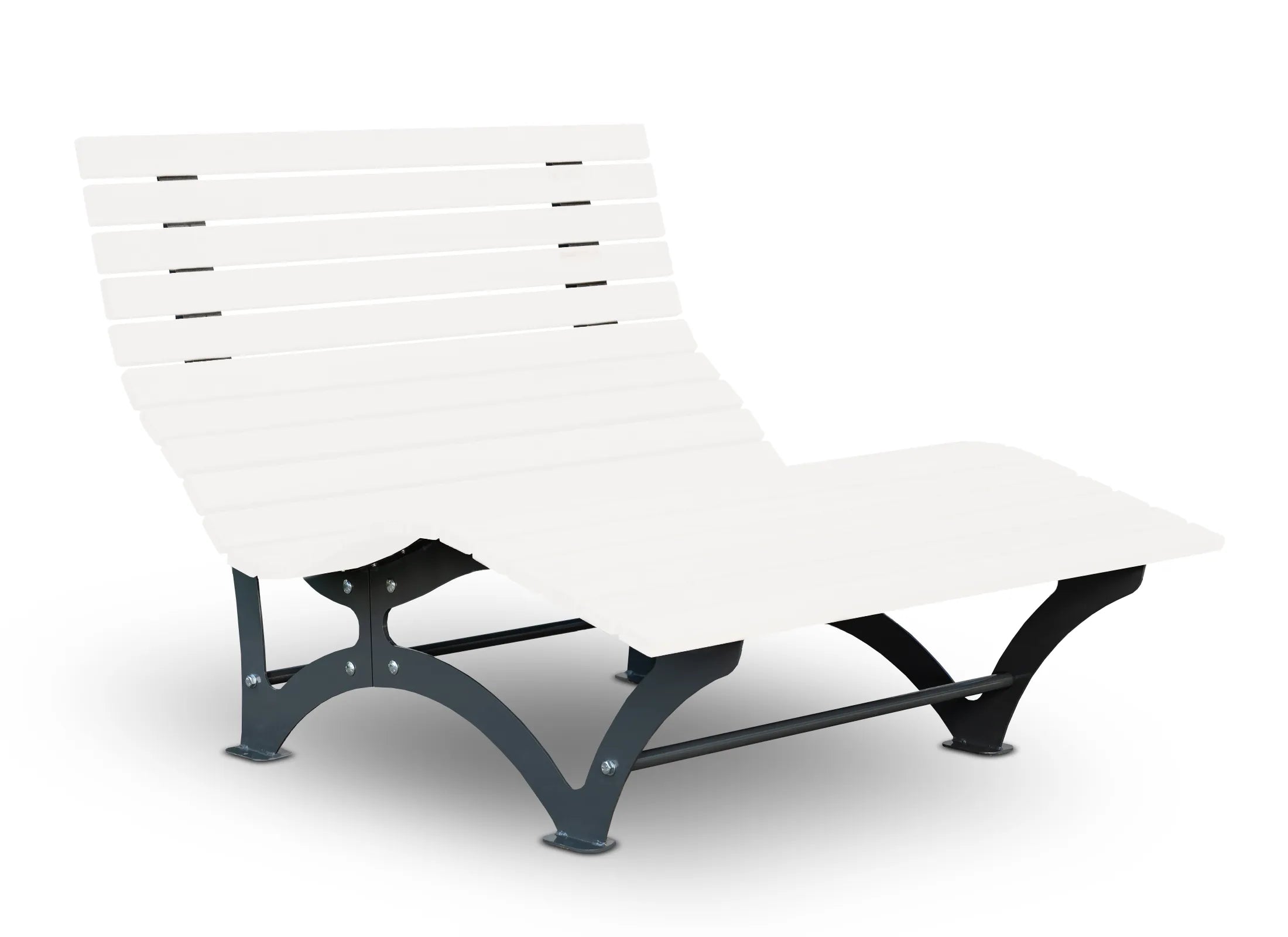 Waldsofa Klassisch als verzinktes und pulverbeschichtetes Stahlgestell in RAL 7043 ohne Holz, DIY-Basisrahmen für Garten-Doppelliege und modulare Outdoor-Relaxliege.