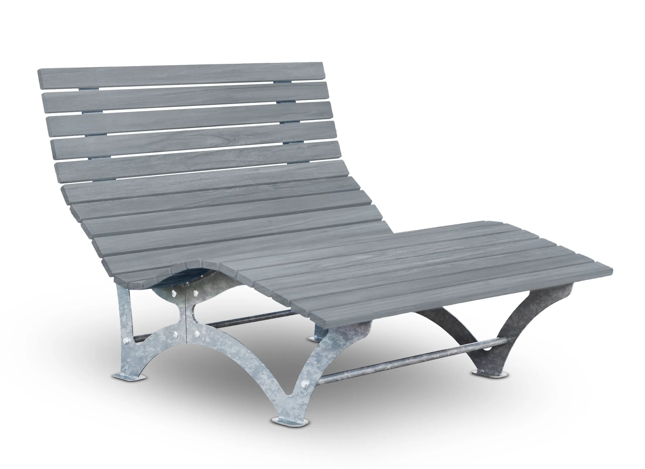 Waldsofa Klassisch aus Accoya Grey mit verzinktem Stahlunterbau, elegante Waldliege und komfortable Outdoor-Doppelliege für langlebige Außenbereiche.